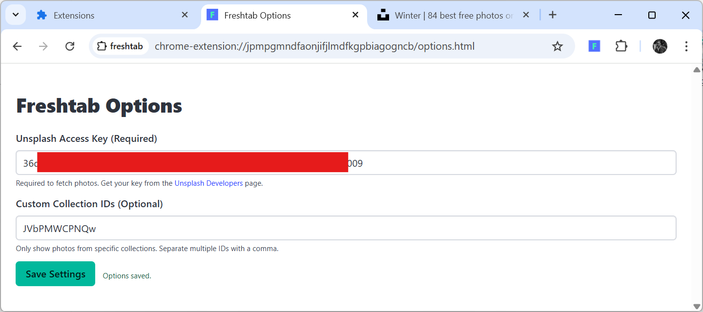Saving collection IDs in Freshtab