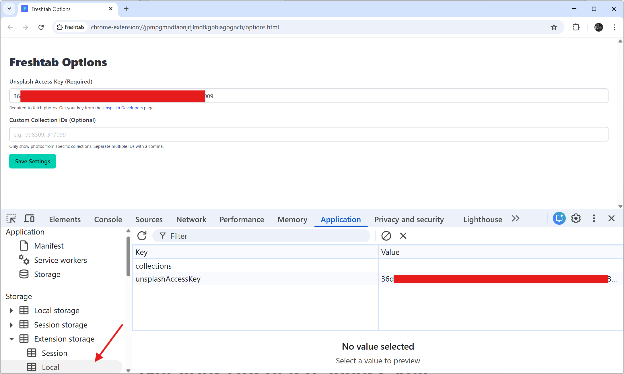 Viewing the extension local storage in Chrome
