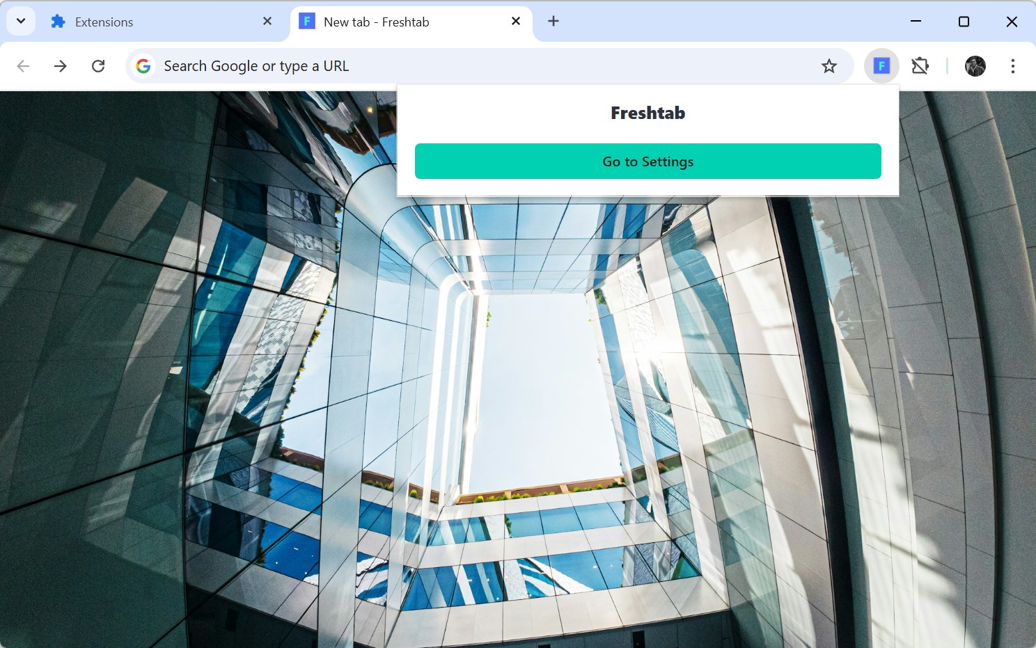 Freshtab extension popup